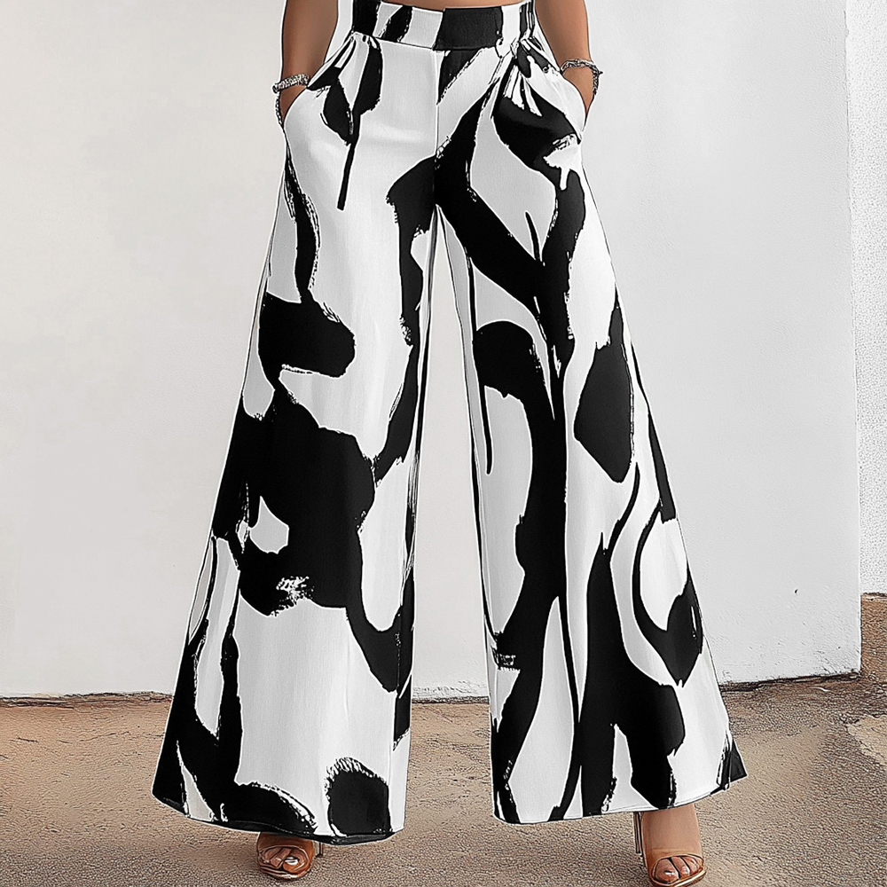 Mia Muse damesbroek het hele seizoen mode wilde graffiti zak natuurlijke taille wijde pijpen volledige lengte streetwear broek
