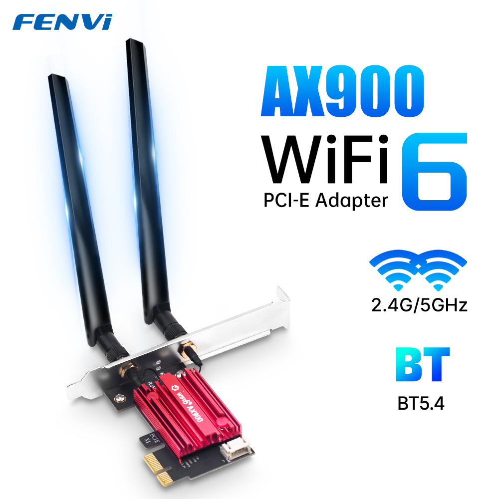 Беспроводной адаптер fenvi AX900 WiFi 6 PCI-E, Bluetooth 5.4, двухдиапазонный 2,4G/5ГГц, 900 Мбит/с, сетевая карта WiFi6 для настольных ПК, Windows 10/11