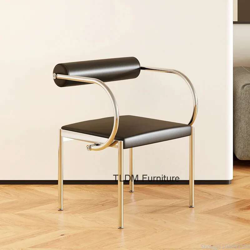 Silla de comedor de diseño, estilo Vintage, de acero inoxidable, para estudio, dormitorio, maquillaje, muebles de tocador