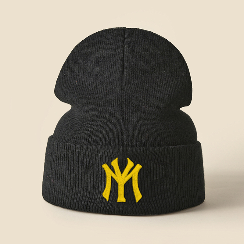 Gorro de punto con estampado de monograma, gorros cálidos de invierno Y2K, gorros de Hip-hop, gorro holgado de punto cálido y elástico suave para hombres y mujeres