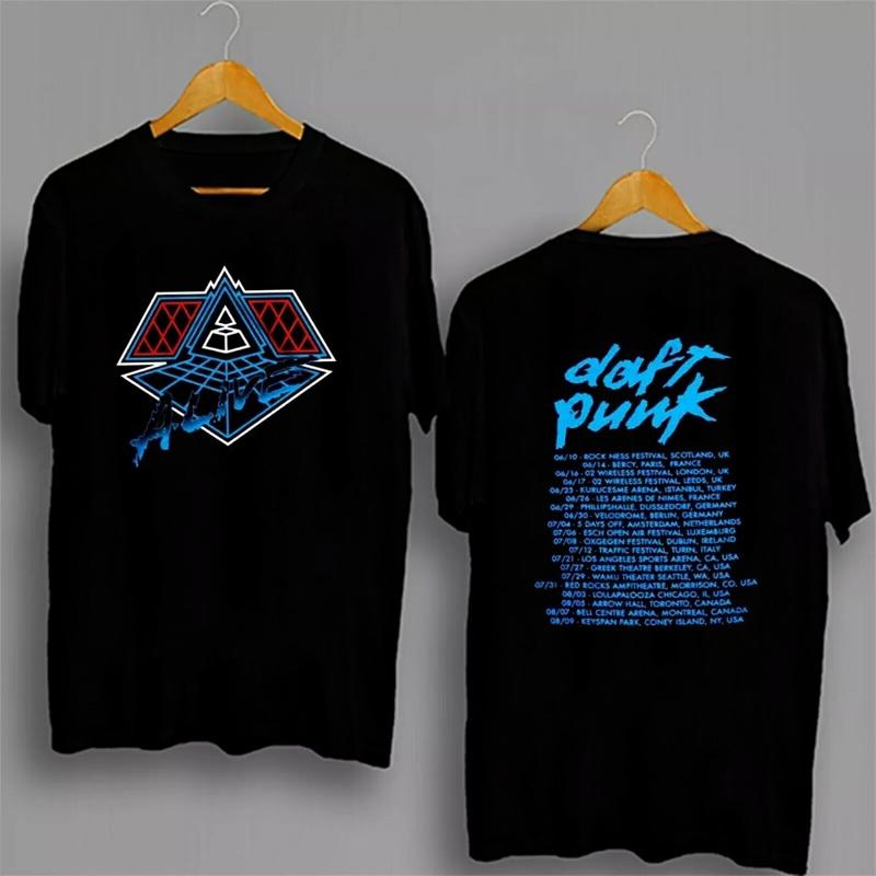 Nowości w kategorii Top & Koszulki Męskie T-Shirt Camisetas Alive Daft Punk 1997 Tour Krótki Rękaw Okrągły Dekolt Y2k Koszulka Odzież Męska Ropa Hombre