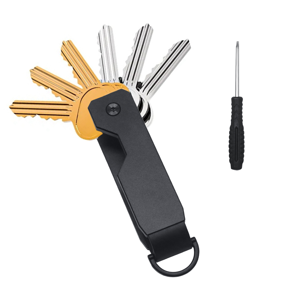 Key Organizer untuk pria-kompak gantungan kunci metalik | Minimalis inovatif Gantungan Kunci | Gantungan kunci cerdas mengamankan 2-6 kunci