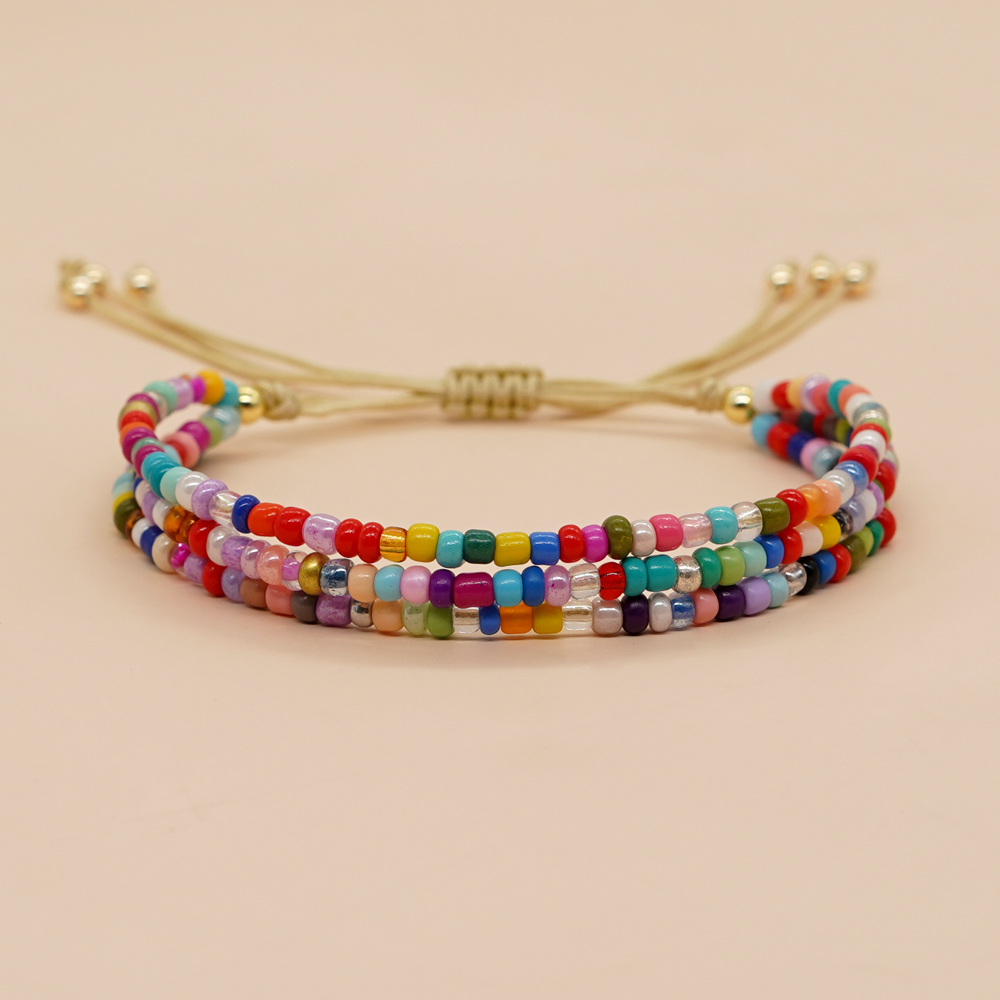 Go2Boho, producto de verano, joyería de playa, pulsera de cuentas Miyuki, cuentas de colores arcoíris, cuerda ajustable, regalo sorpresa de playa para niñas