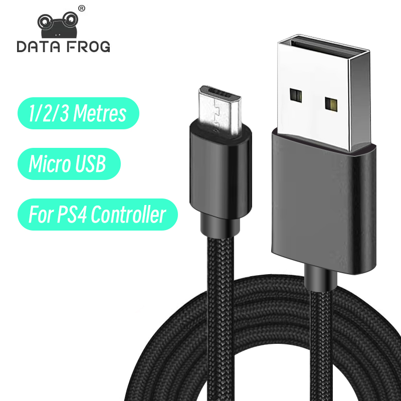 DATA FROG 1M 2M 3M Charging Data Cable For PS4 Controller USB Charger Cable For PS4 Gampad Joystick Game Accessories