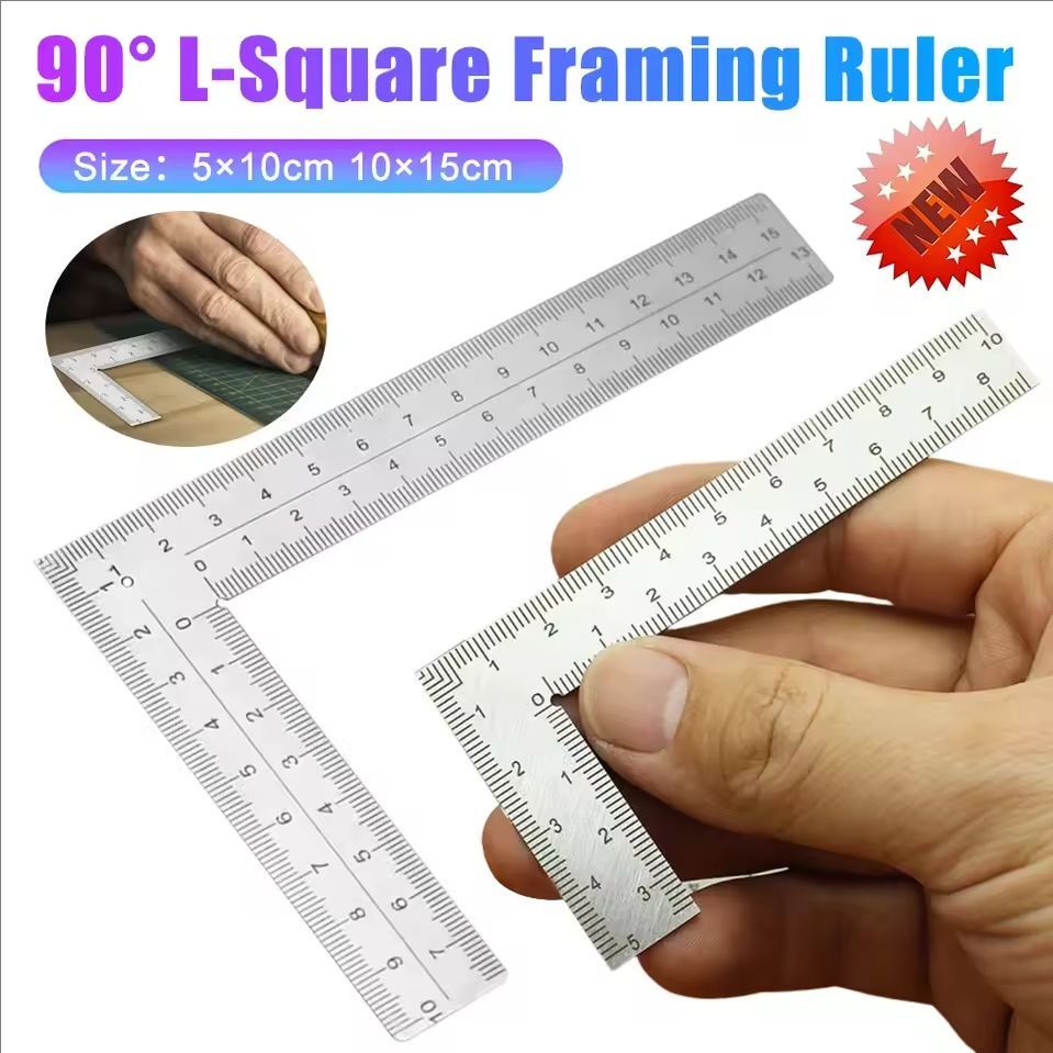 Mini règle de précision double face en forme de L en acier inoxydable - Outil de mesure de haute précision pour la conception du cuir et des matériaux métalliques
