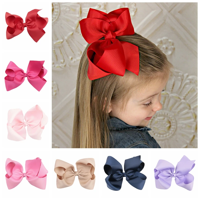 Yundfly 1 peça 6 Polegada grande fita arco grampo de cabelo bebê meninas clipes de cabelo infantil boutique decoração acessórios de cabeça (cor: 20 cores)