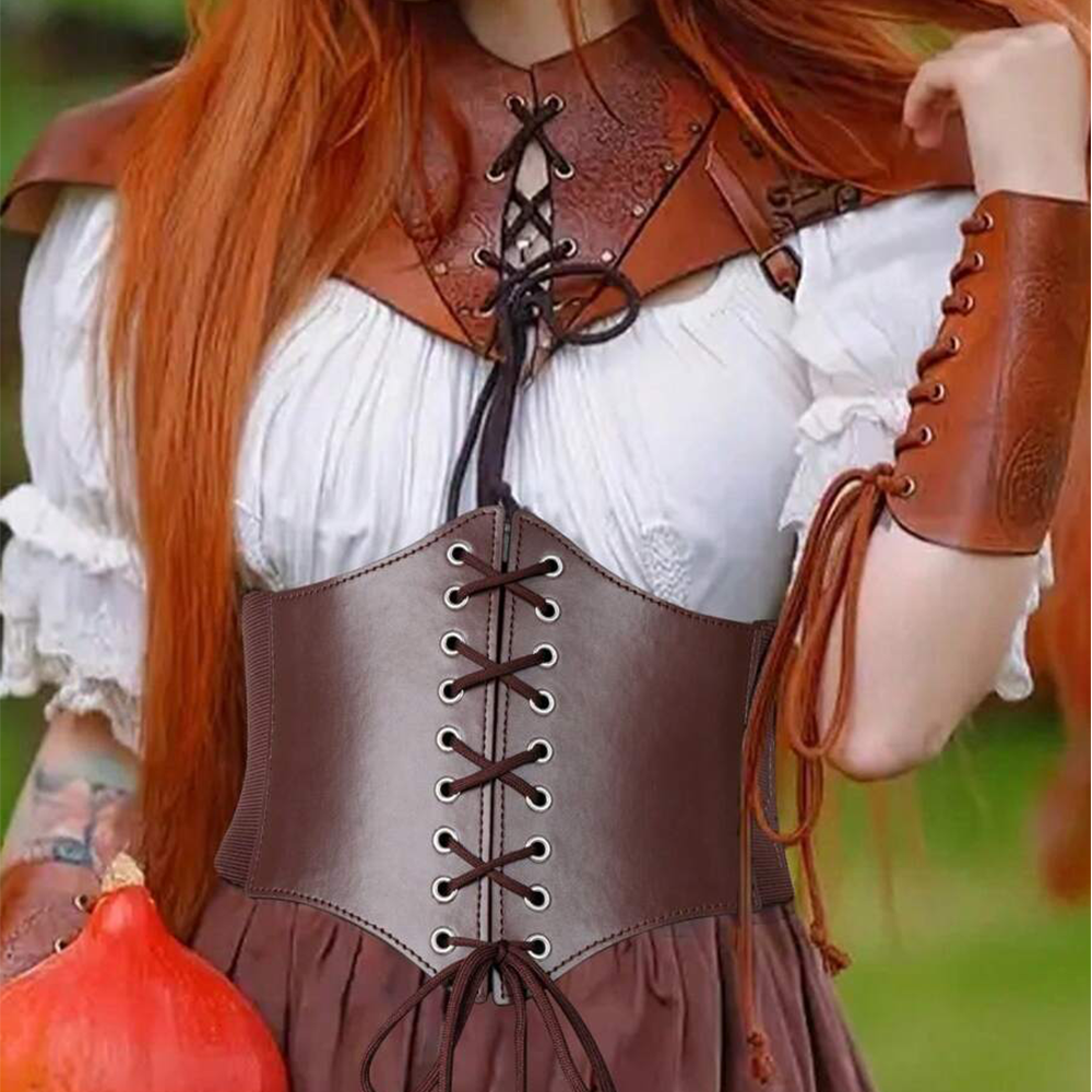 Cinturón de cintura Medieval para mujer, cinturón elástico marrón, decoración de moda, vestido renacentista vikingo Retro, accesorio para Cosplay
