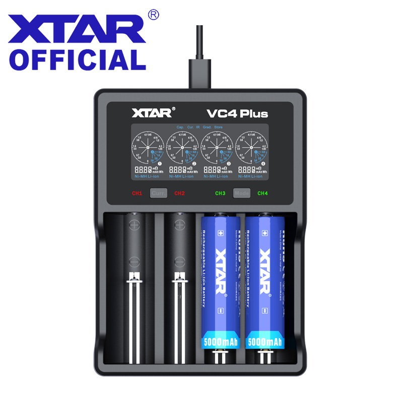XTAR pengisi daya QC3.0 AA baterai isi ulang 26650 21700 20700 18700 18500 baterai VC4 PLUS elektronik konsumen