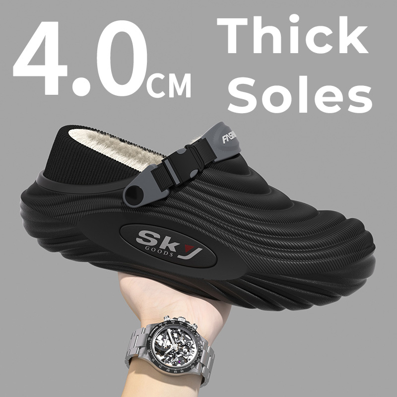 Heren winter warme waterdichte EVA pantoffels dikke zool 4 cm antislip bont gevoerde indoor outdoor schoenen voor comfort