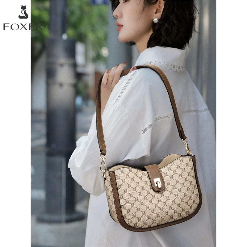 Sac Seau Chic en PVC FOXER pour Femme, Sac à Bandoulière Printemps-Été 2026, Nouveau Sac Croisé à Fermoir Grande Capacité pour Navetteuses
