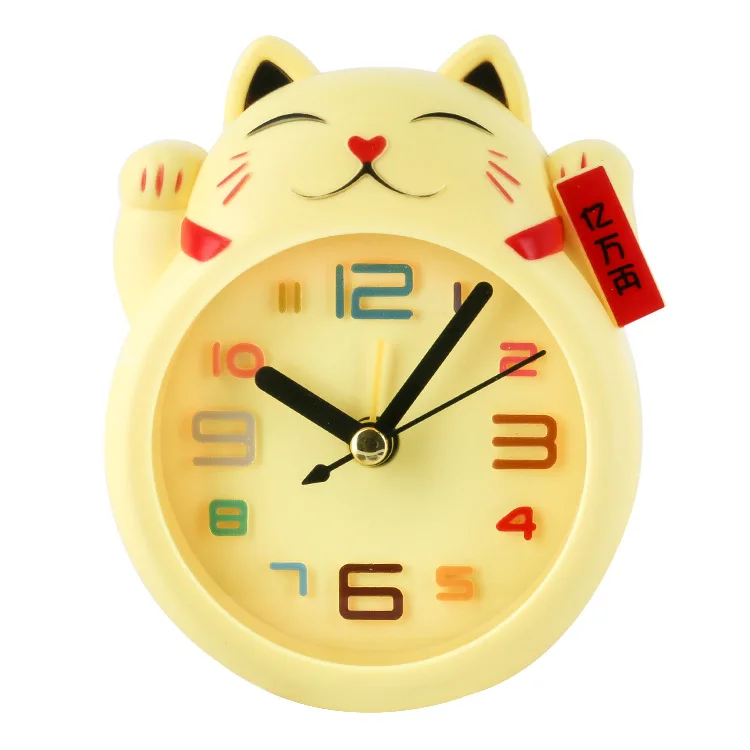 Kreatywny budzik z kreskówki Lucky Cat Mini dekoracja stołu Student Cute Plastic