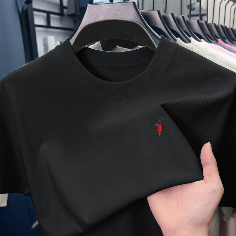 Hochwertiges Kurzarm-T-Shirt aus 100 % Baumwolle, Sommer-Designer-Marke, Pony-Stickerei, Rundhalsausschnitt, modische, lässige Golfbekleidung für Herren
