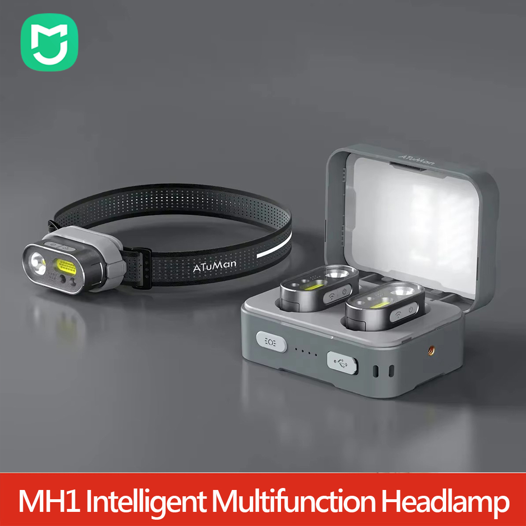 Kit de Linterna Frontal Multifuncional Mijia ATuMan DUKA MH1, Recargable por USB, Portátil, Potente, con Sensor de Movimiento LED COB