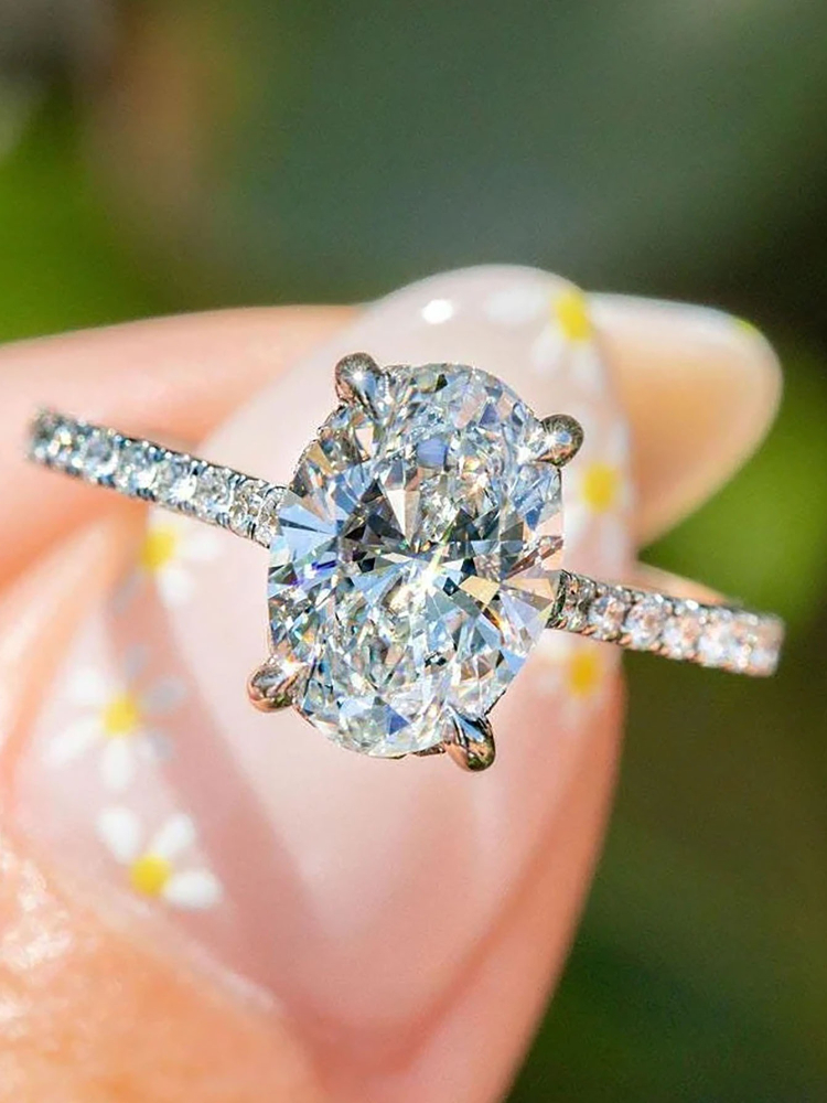 GRA 1ct Echte Ovale Moissanite Diamanten Ring voor Vrouwen 925 Sterling Zilver Anniversary Party Prachtige Hoge Kwaliteit Fijne Sieraden