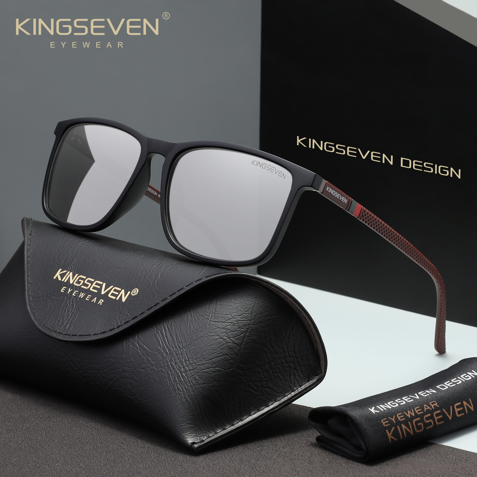 Kingseven moda polarizada das mulheres dos homens óculos de sol uv400 proteger casaul retângulo óculos de pesca condução clássico ao ar livre
