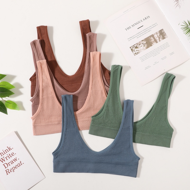 Sujetador Push-Up para Mujer, Copa Pequeña, Sin Varillas, Bralette con Cuello en U, Acanalado, Sin Relleno, Ropa Interior, Varios Colores, Top Corto, Lencería Sexy para Mujer, Tallas M-XL
