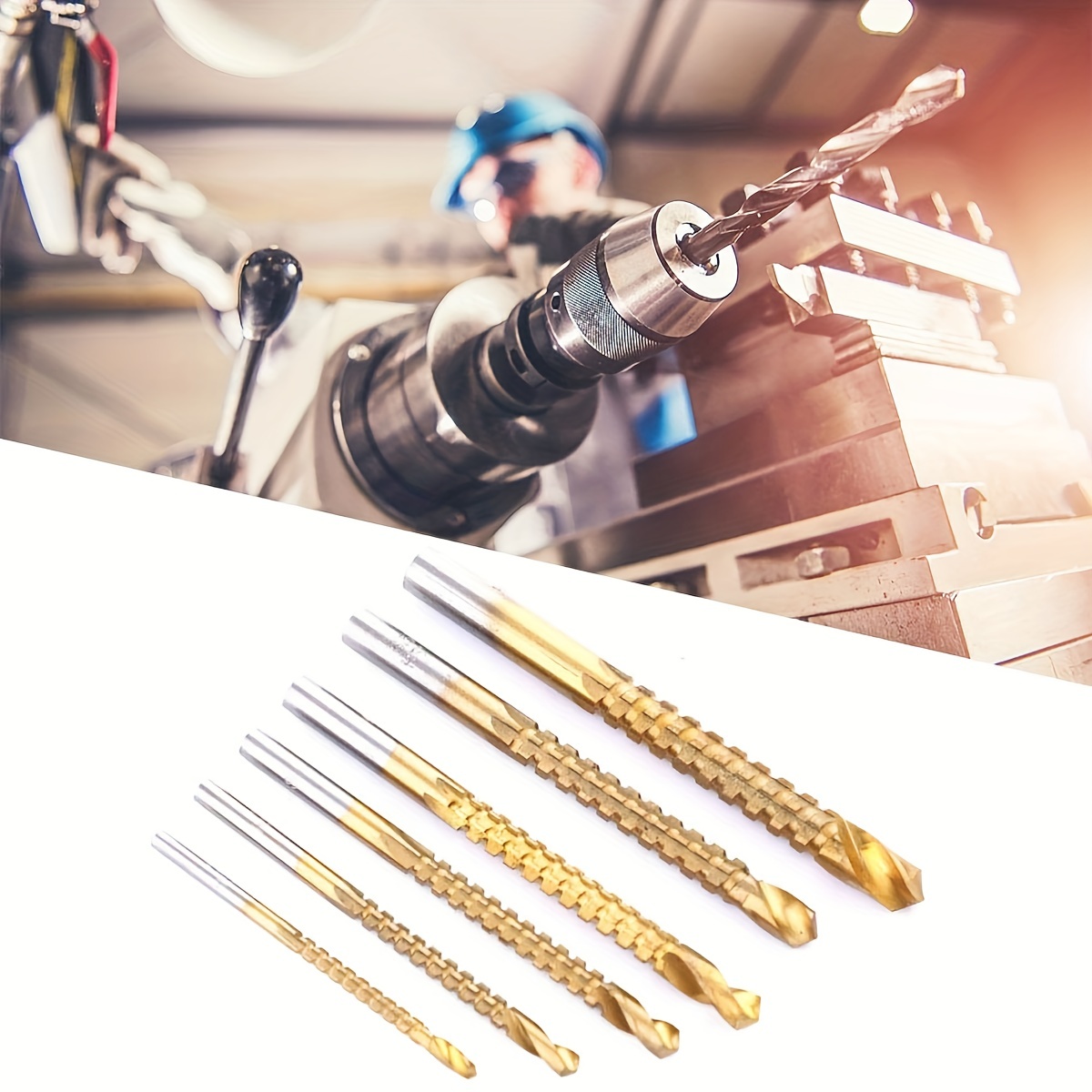 6 Pieces Titanium Twist Drill Bit Set, 135°Tip High Speed Steel, Size 3mm-8mm, Ideal Drilling in Wood/Cast Iron/Aluminum Alloy