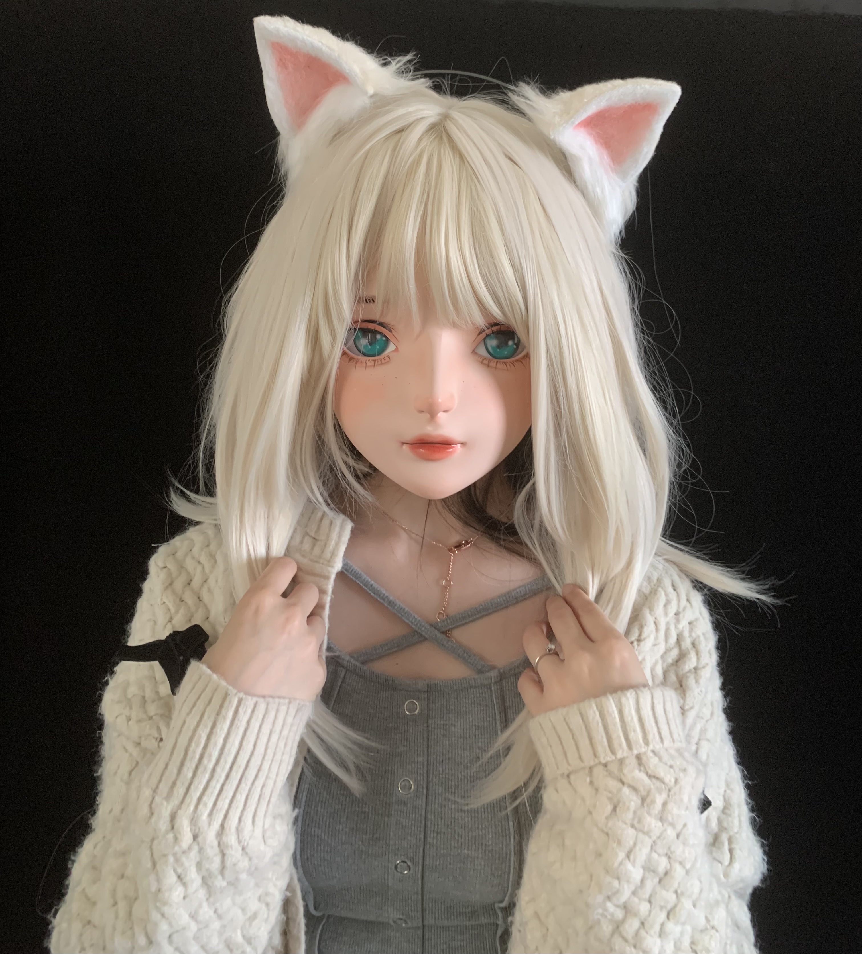 (AL43) kualitas terbaik buatan tangan wanita gadis Resin setengah kepala Cosplay Jepang bermain peran BJD Kigurumi masker Crossdresser boneka