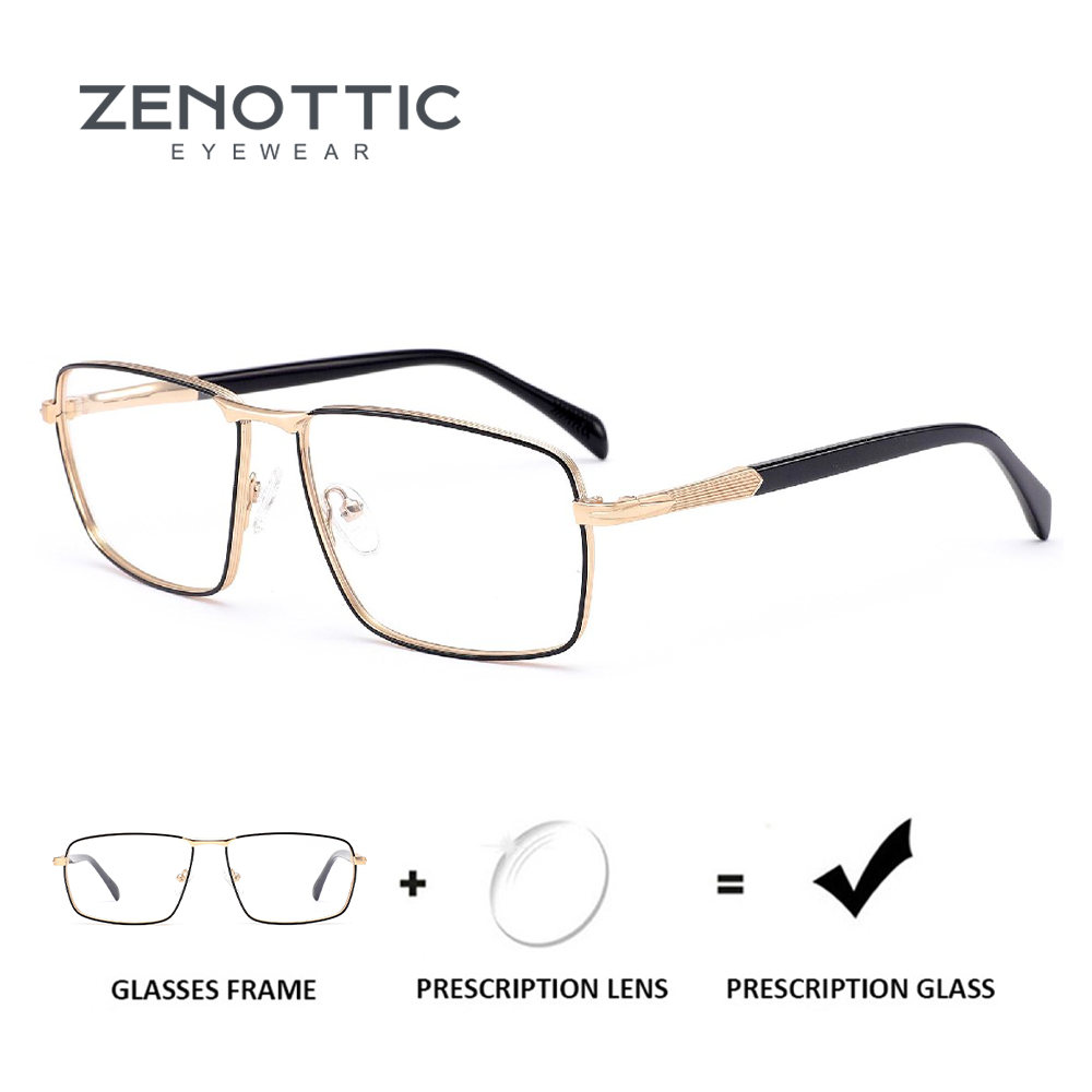 ZENOTTIC Kacamata Resep Logam Modis untuk Pria Tren Persegi Miopia Kacamata Optik Fotochromic Kacamata Progresif