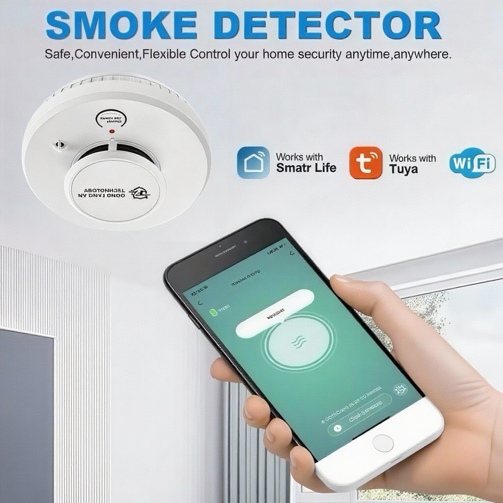 DFA Wifi Detector de humo 2 en 1 Detector de humo y Detector de calor Detector de humo Tuy Wifi alarmas de incendio alarma de humo