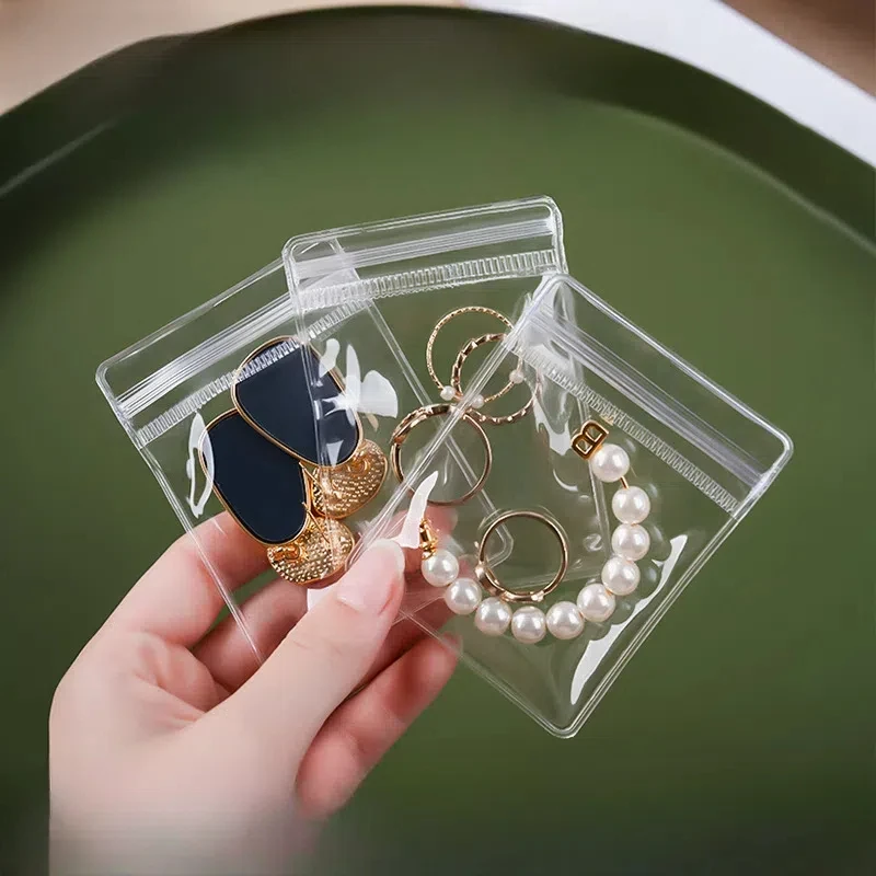 50 sztuk pcv samouszczelniająca torba na biżuterię gruby naszyjnik bransoletka torba Ziplock uchwyt do przechowywania pierścionków torba do przechowywania torba antyutleniająca