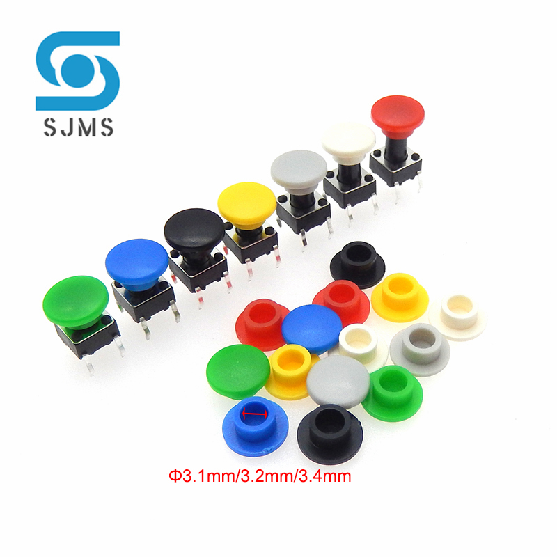 Capuchon de bouton-poussoir Tactile A29, 50 pièces, diamètre du chapeau 8mm, trou intérieur id 3.1/3.2/3.4mm pour Micro-interrupteur Tactile 6x6mm