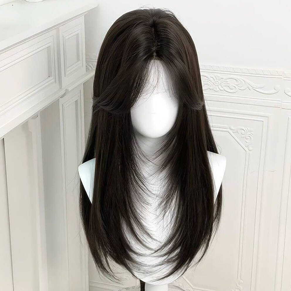 Oscuridad # Peluca de Cabello Humano Virgen 100% Marrón, Base de Seda, Sin Pegamento, Lisa, 180% de Densidad, Línea de Cabello Natural, Peluca de Lujo para Mujer