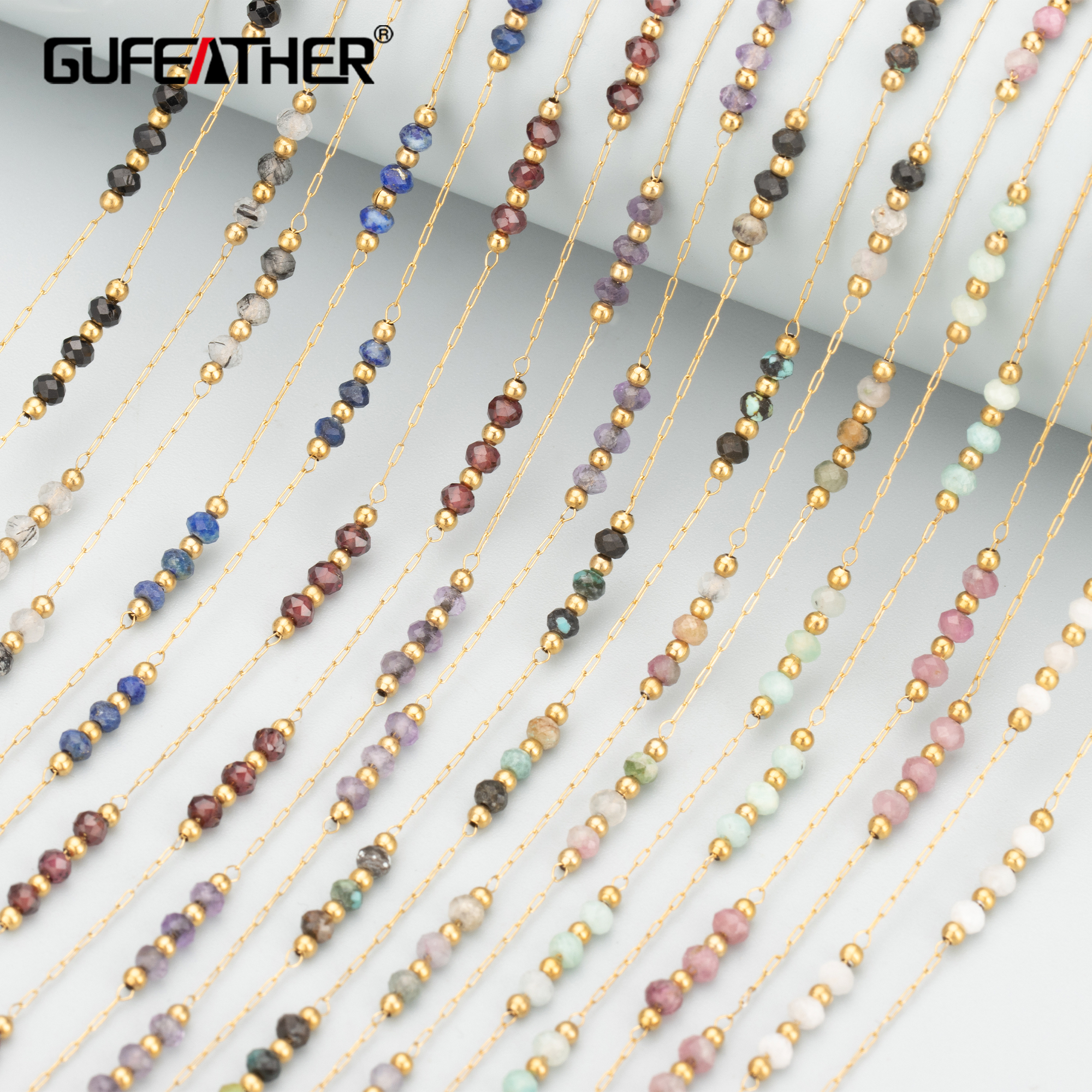 GUFEATHER,1 เมตร/ล็อต,C311,โซ่ DIY,สแตนเลส,หินธรรมชาติ,เครื่องประดับ,HAND Made,เครื่องประดับ,สร้อยข้อมือ DIY สร้อยคอ