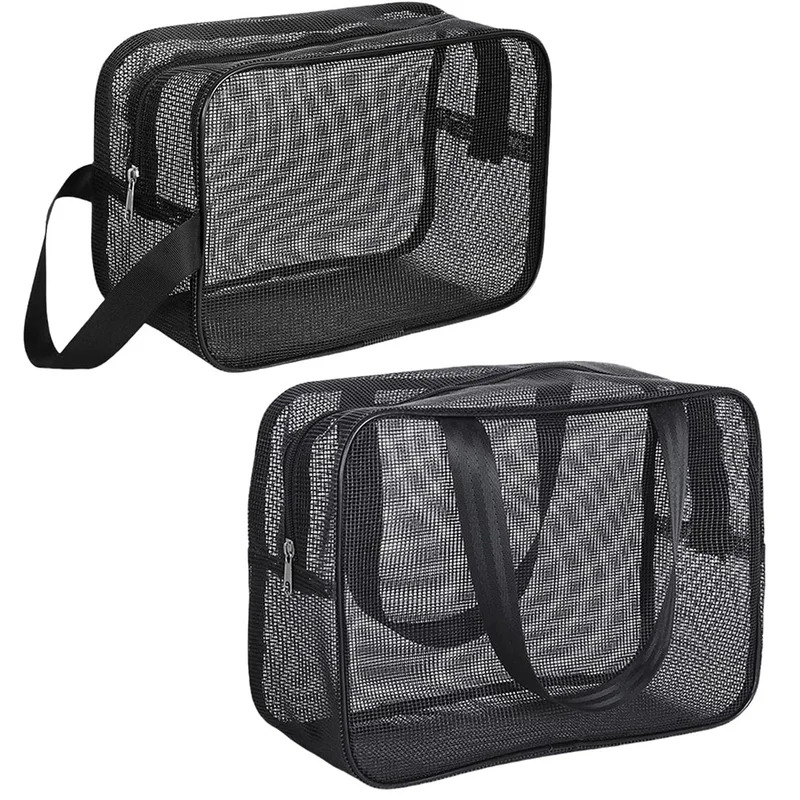 Bolsa de malla para ducha, bolsa de almacenamiento de cosméticos, bolsa de ducha multifuncional, organizador de artículos de tocador portátil de gran capacidad