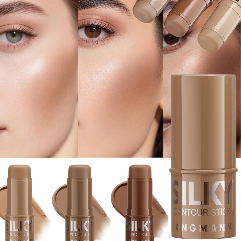 LANGMANNI-palo de contorno iluminador facial multifuncional tricolor, barra para recortar y iluminar la piel