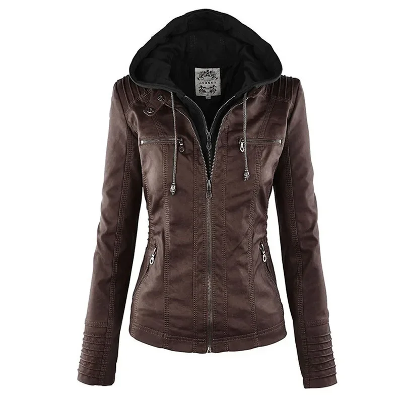 Jaqueta de couro falso feminina 2025 jaqueta básica casaco feminino inverno motocicleta jaqueta de couro do plutônio com zíper hoodies outerwear chaqueta
