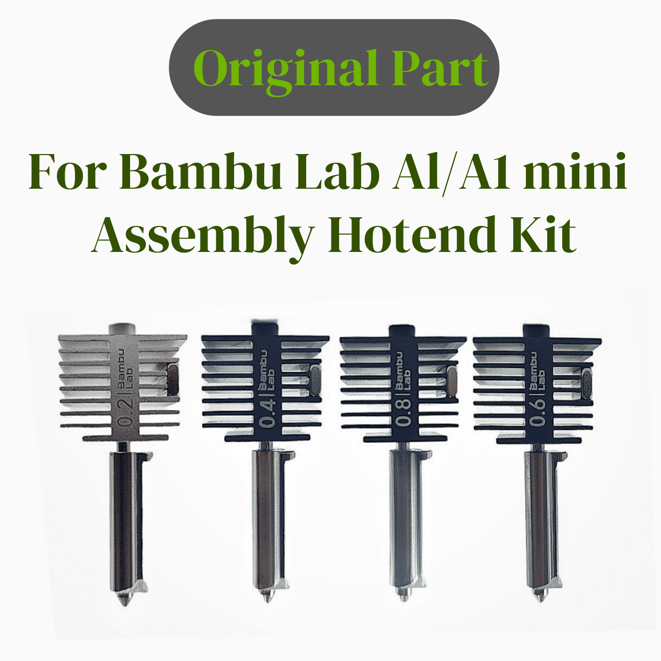 Kit de Hotend para Bambu Lab A1/A1 mini/A2L, Boquilla de Acero Endurecido de 0.2/0.4/0.6/0.8mm, Accesorio para Impresora 3D Bambu Lab