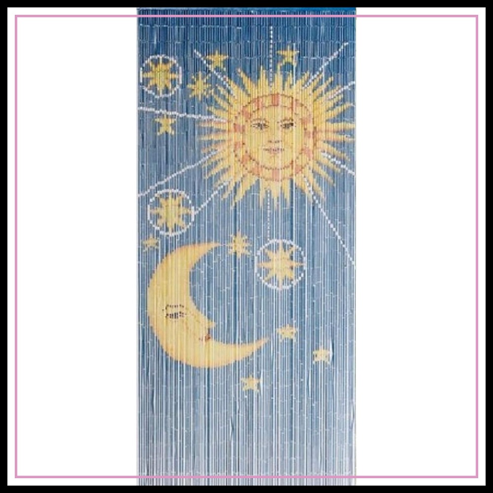 90-Strand Sun & Moon Beaded Curtain for Doorway - 35.5"x78" Hanging Bead Curtain for Doors & Closets