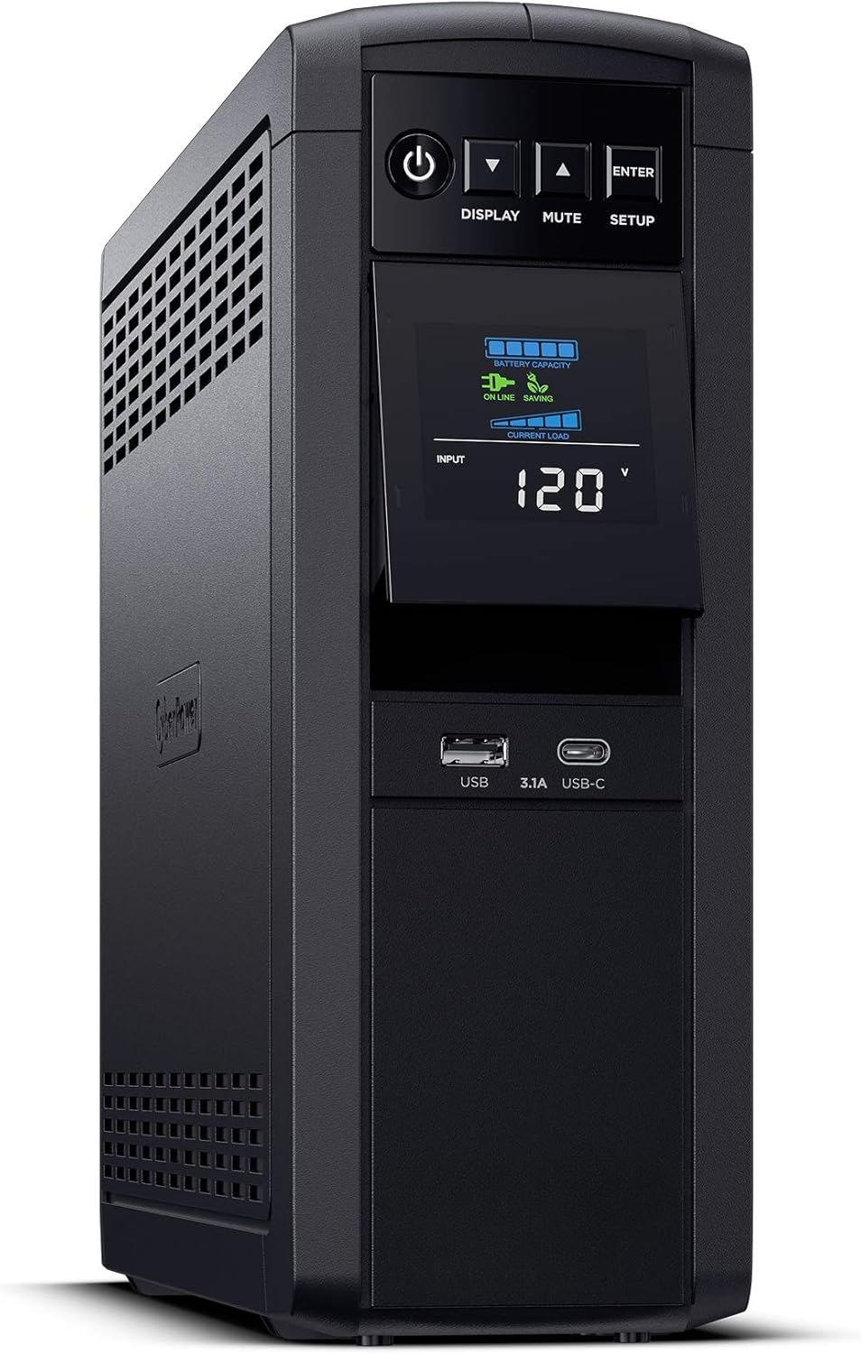 CP1500PFCLCD PFC Sinus-UPS-systeem, 1500VA/1000W, 12 stopcontacten, AVR, Minitoren, Zwart