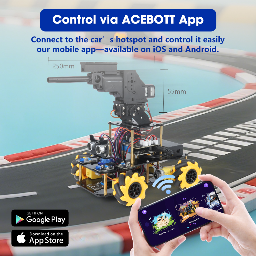 ACEBOTT ESP32 Kit de voiture Robot Programmable pour Arduino ensemble de voiture Robot intelligent pour l'apprentissage Kits éducatifs jouets à tige