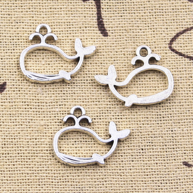 Pendentifs à bec en forme de baleine, 30 pièces, 15x19mm, couleur argent Antique bricolage fabrication artisanale, bijoux tibétains faits à la main