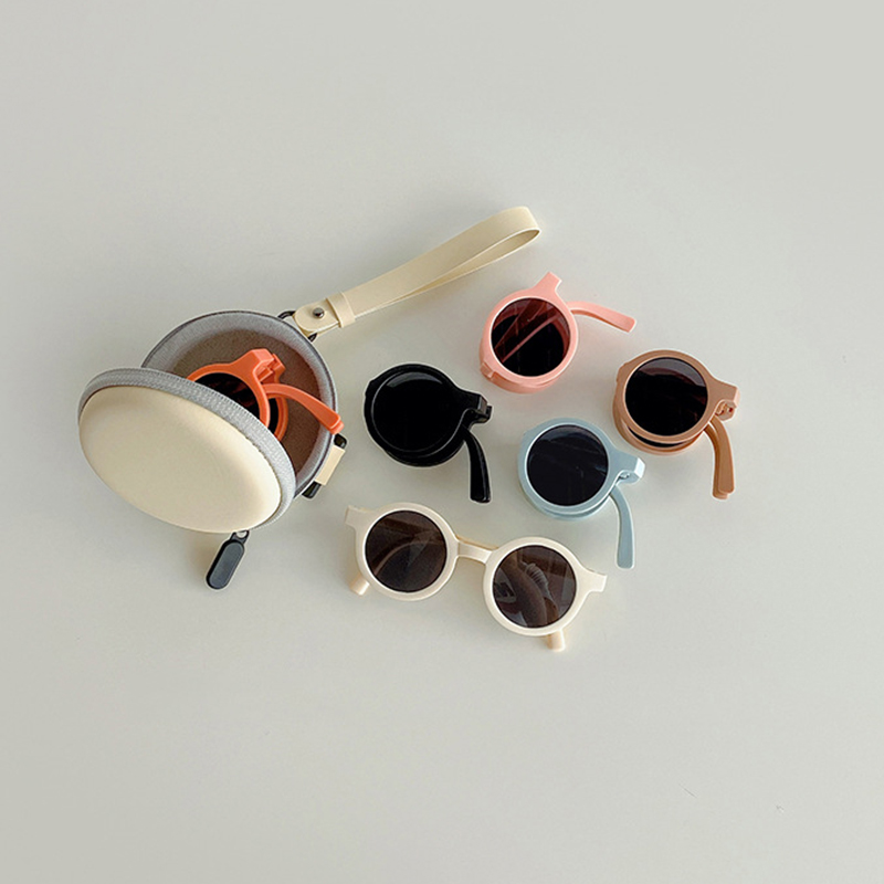 Gafas de sol plegables clásicas Ins para niños, gafas de sol con montura redonda rosa de diseñador, gafas para niñas y niños, gafas para estudiantes, Lentes Sol para Mujer