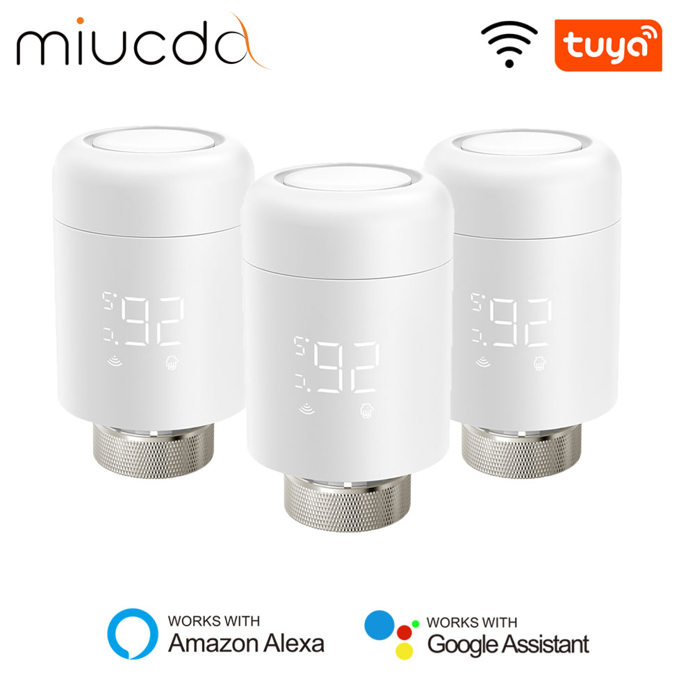 MIUCDA Tuya Wifi TRV válvula de radiador termostato inteligente controlador de temperatura programable funciona con Alexa Google Home Alice