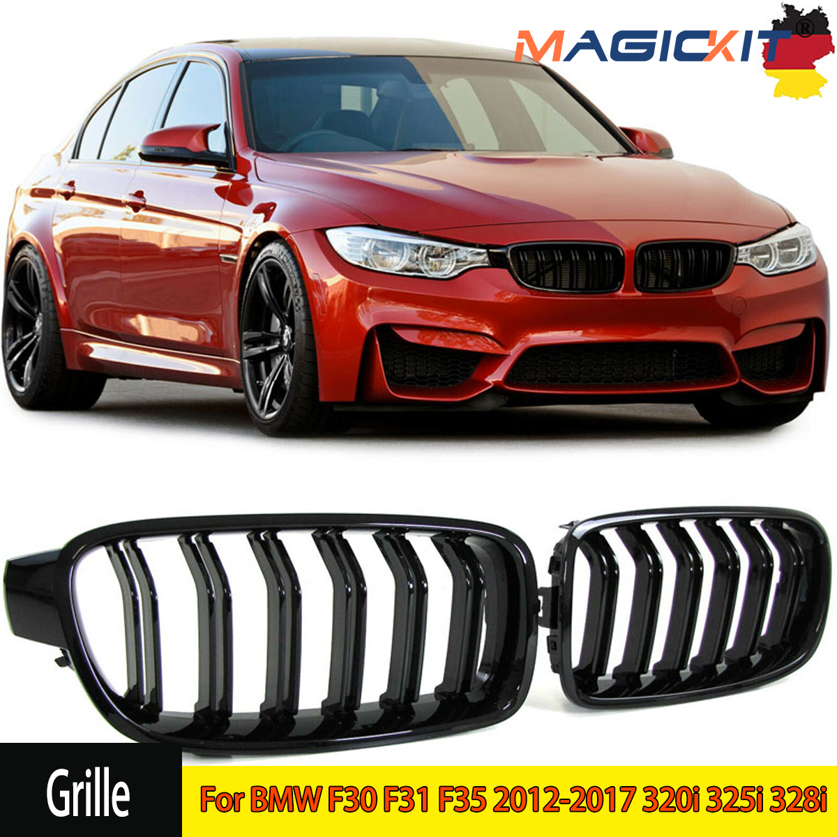 Doppel latten wagen Frontgrill für BMW F30 F31 F35 320i 325i 328i 2006-2013 glänzend schwarz Racing Front Sport grill für BMW 3er