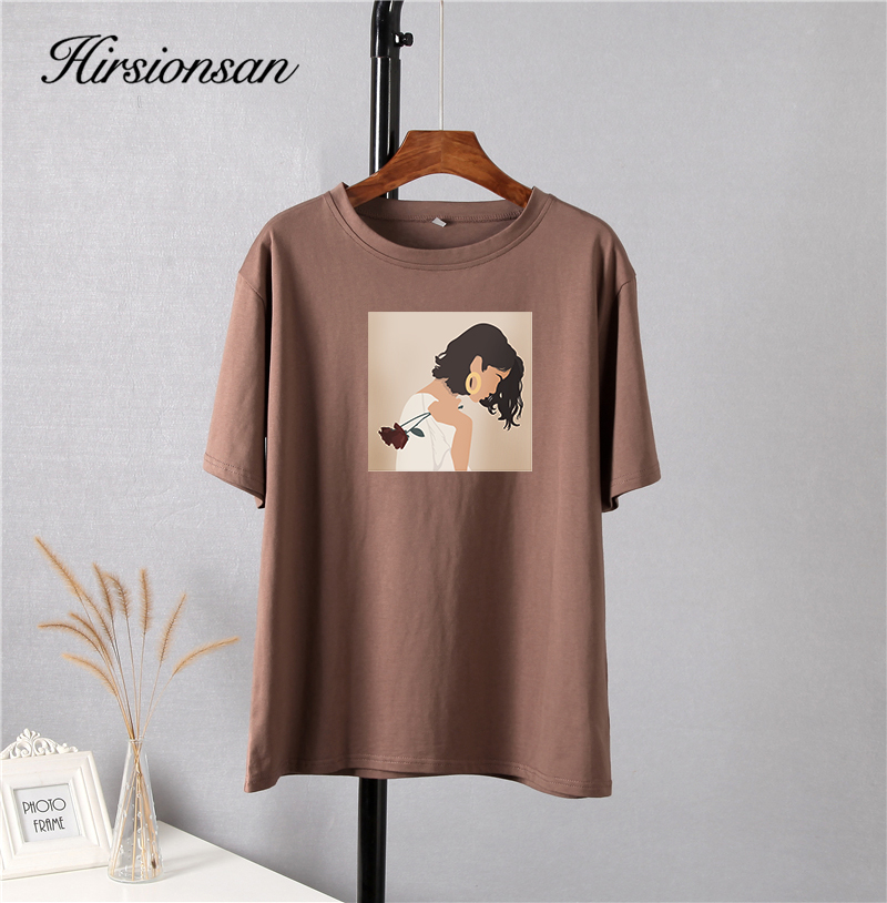 Hirsionsan 2023 Harajuku pittura stampata T Shirt donna oversize elegante cotone grafico Tee estate maniche corte top femminili