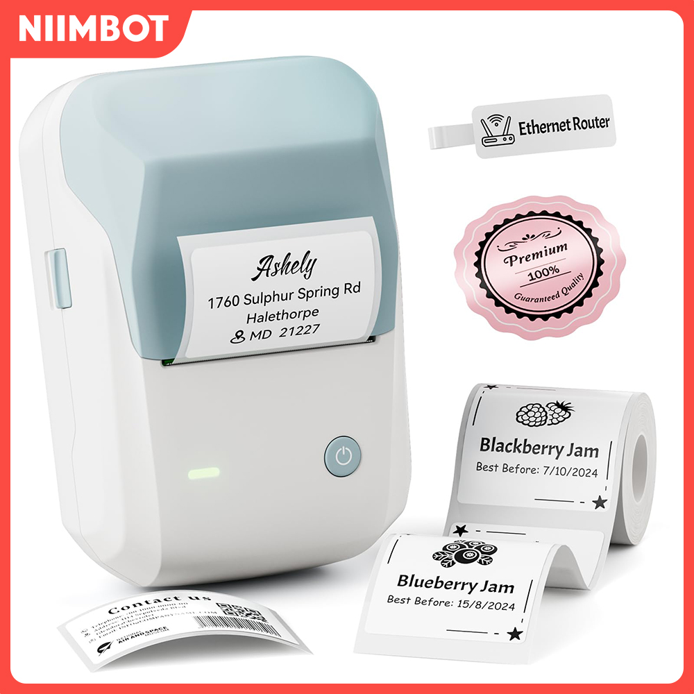Niimbot B1 Label Maker 2inch Bluetooth Thermal Label Printer for Home Mailing Bakery Grocery Compatible with Phone Computer