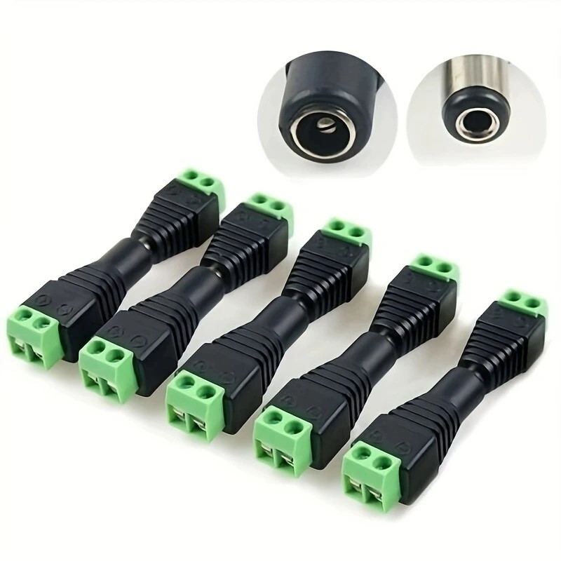 5 pares de conector de alimentación de 12V CC, conector macho hembra, barril de 2,1mm x 5,5mm, adaptador para cámara, Terminal de suministro de tira LED