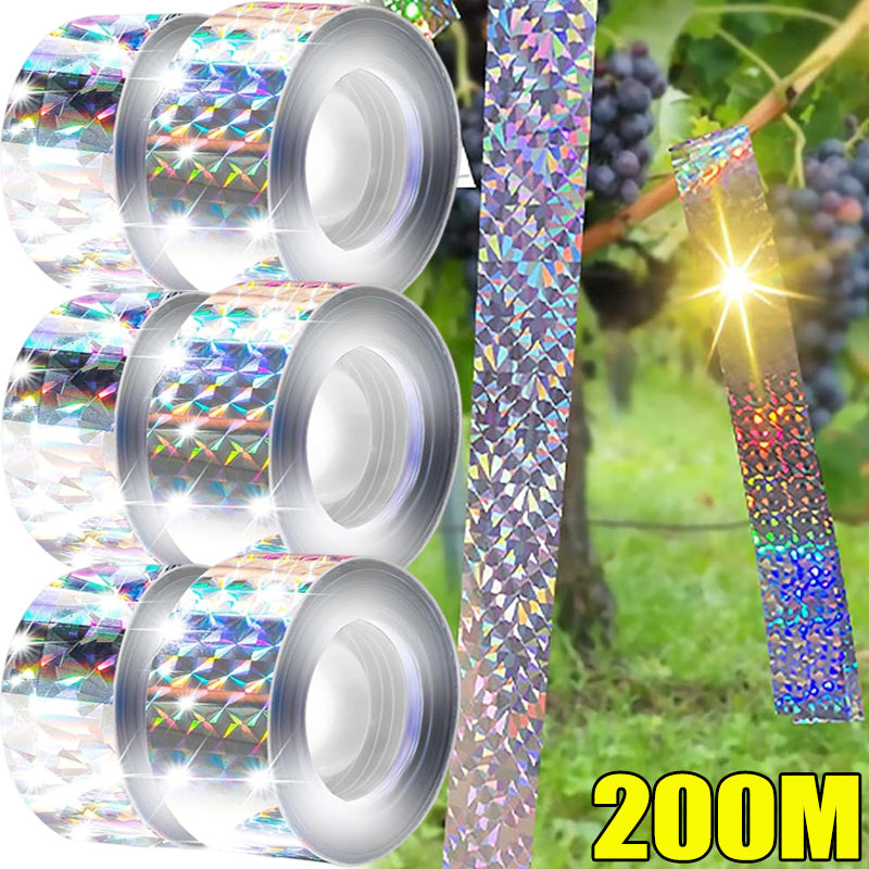 Bird Reflective Tape Repellent Pigeons Away Ribbon Anti Bird Laser Flash Tape Double Sided Garden Orchard Bird-proof Scare Tapes