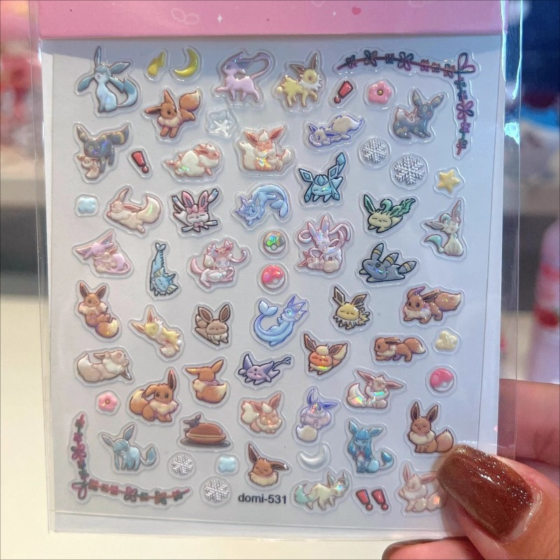 Eeveelution наклейки для ногтей Pokémon аниме периферийные устройства милый мультфильм творчество изысканная наклейка новая мода изысканная наклейка «сделай сам»