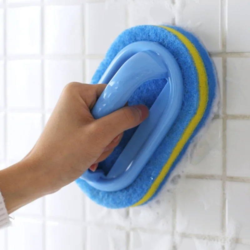 Cepillo de limpieza doméstico con mango, esponja gruesa para fregar, para lavar platos, baño, cocina, bañera, herramientas y accesorios duraderos para el hogar