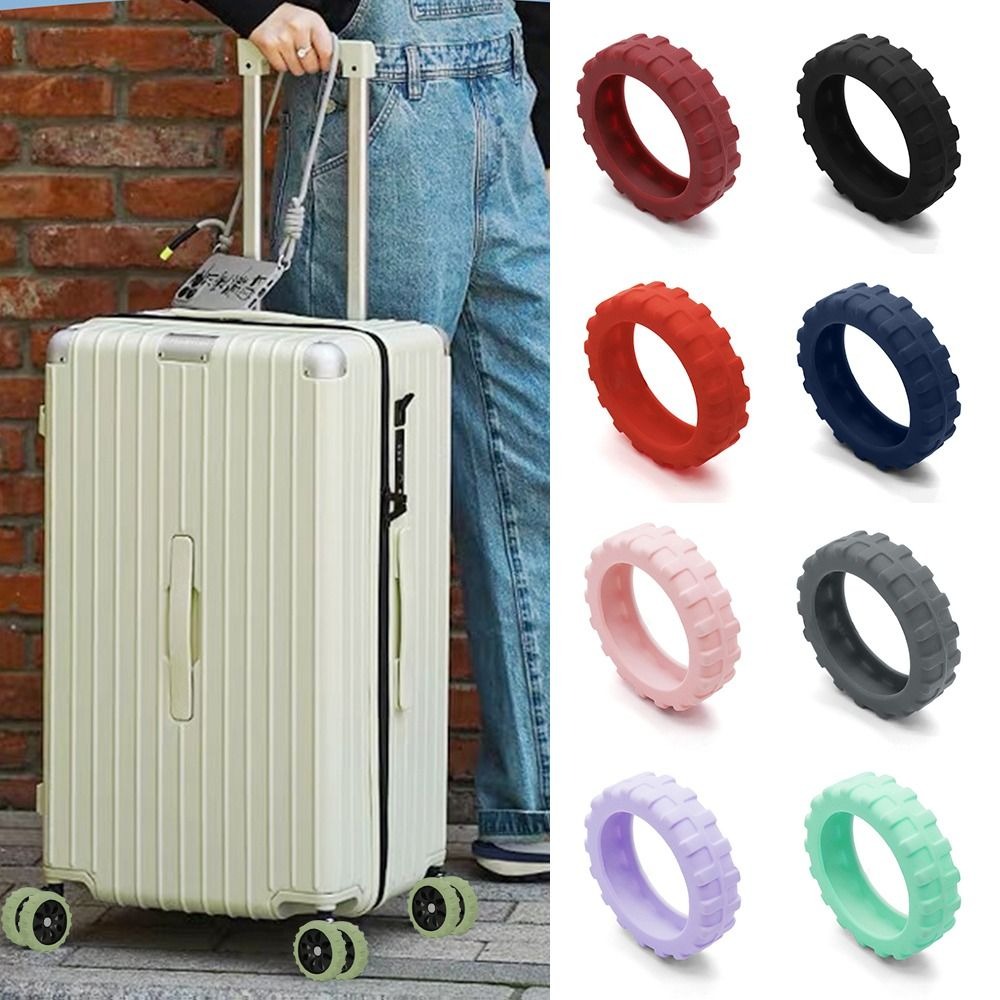 8 Pçs/set Silicone Viagem Bagagem Rodízio Sapatos com Som Silencioso Reduzir Desgaste Trole Caixa Rodízios Capa para Bagagem