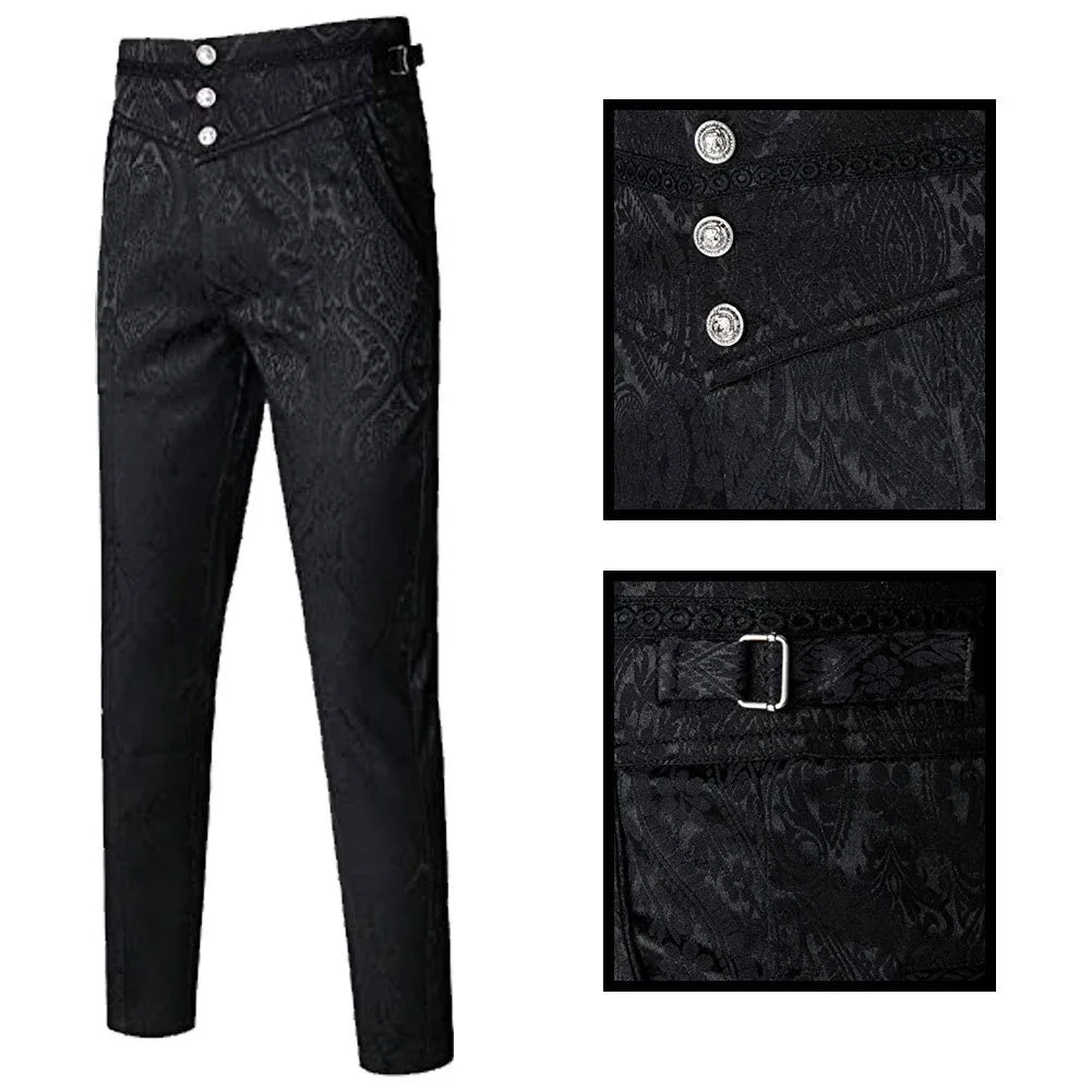 Pantalones góticos para hombre, pantalones Vintage de disfraz de vampiro para Halloween, pantalones victorianos de Jacquard oscuro Steampunk, pantalones para hombre