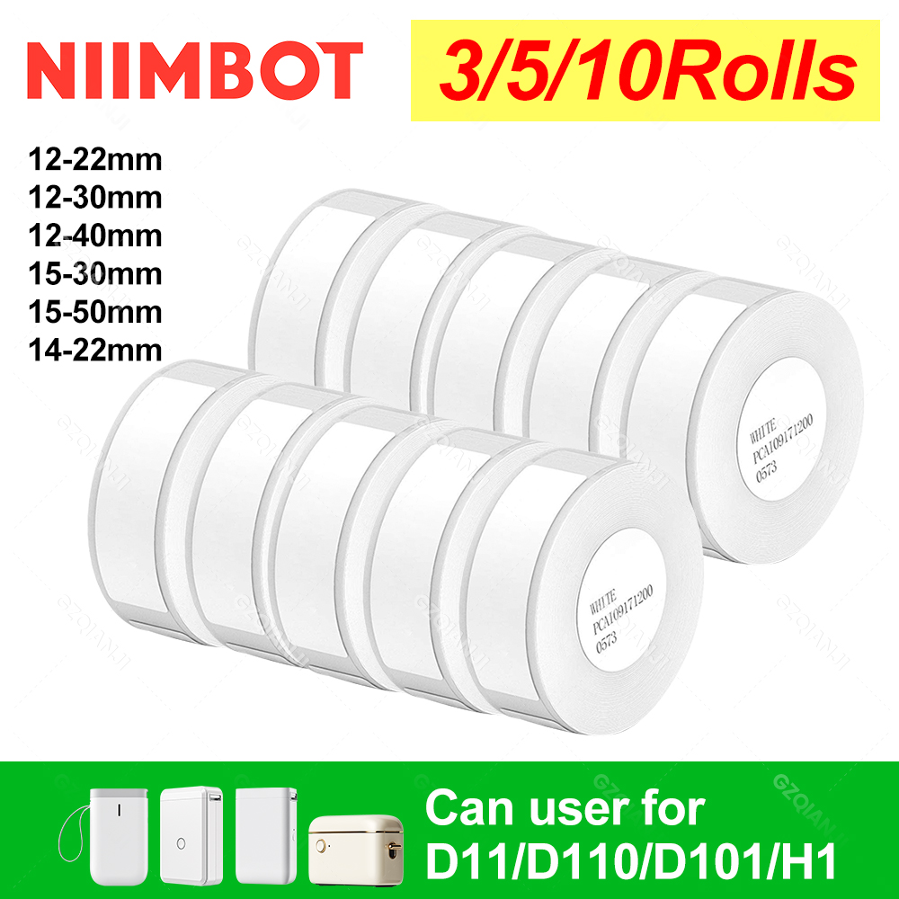 Niimbot D11 D101 D110 Oryginalne rolki papieru do etykiet Różne rozmiary papieru do etykiet w kolorze białym 3 5 10 rolek do drukarki
