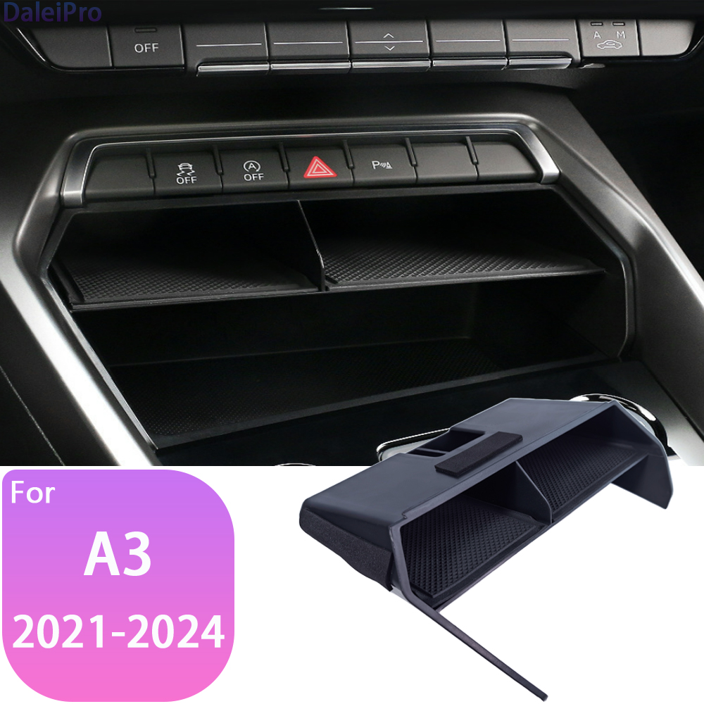 รถกล่องสําหรับ Audi A3 8Y 2021 2022 2023 2024 คอนโซลกลางคอนโซลถาดกล่องผู้ถือโทรศัพท์กล่องอุปกรณ์เสริม