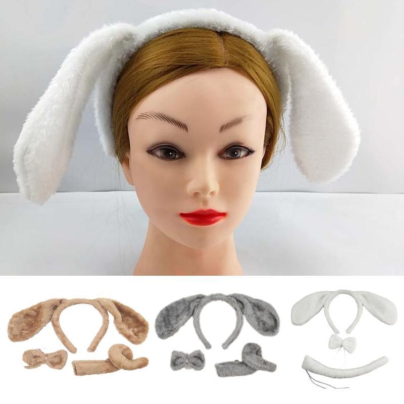 Lindo Animal peluche Cosplay aro orejas perro diadema cola conjunto Animal Cosplay Accs para fiesta temática Cosplay fiesta